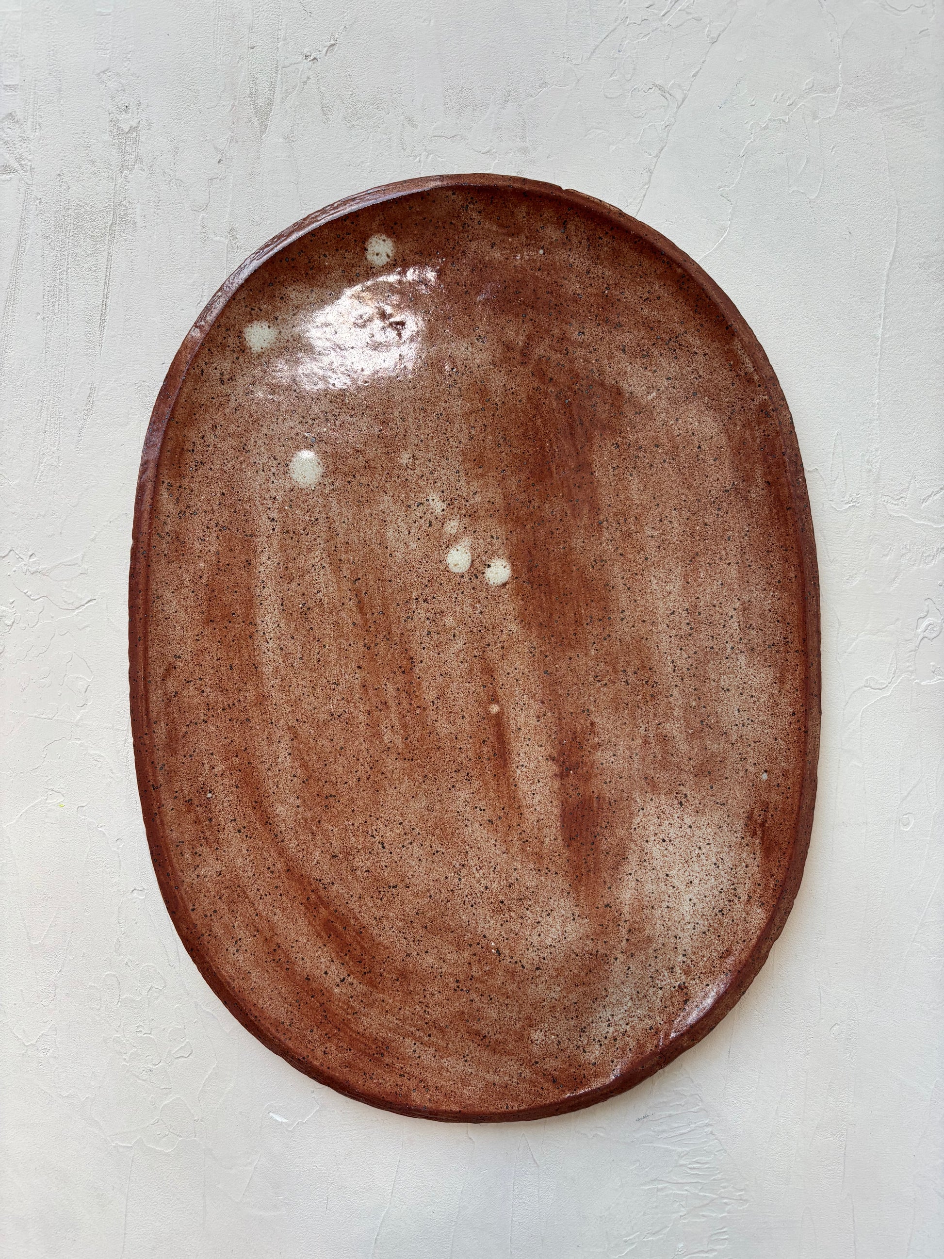 Oval Server in Sourdough Shino on Peach (Ready to ship)