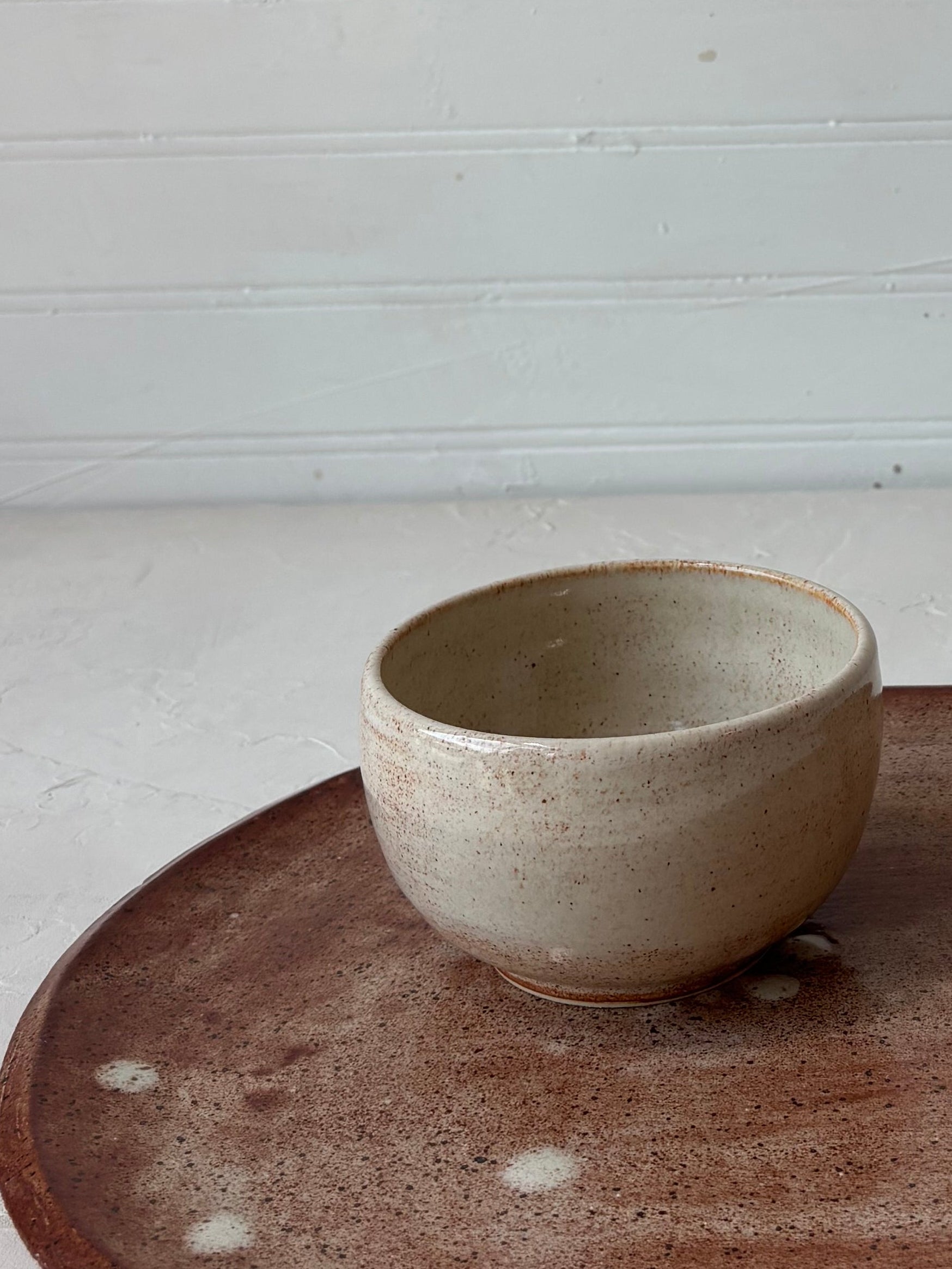 Small Bowl in Sourdough Shino on White (Ready to ship)