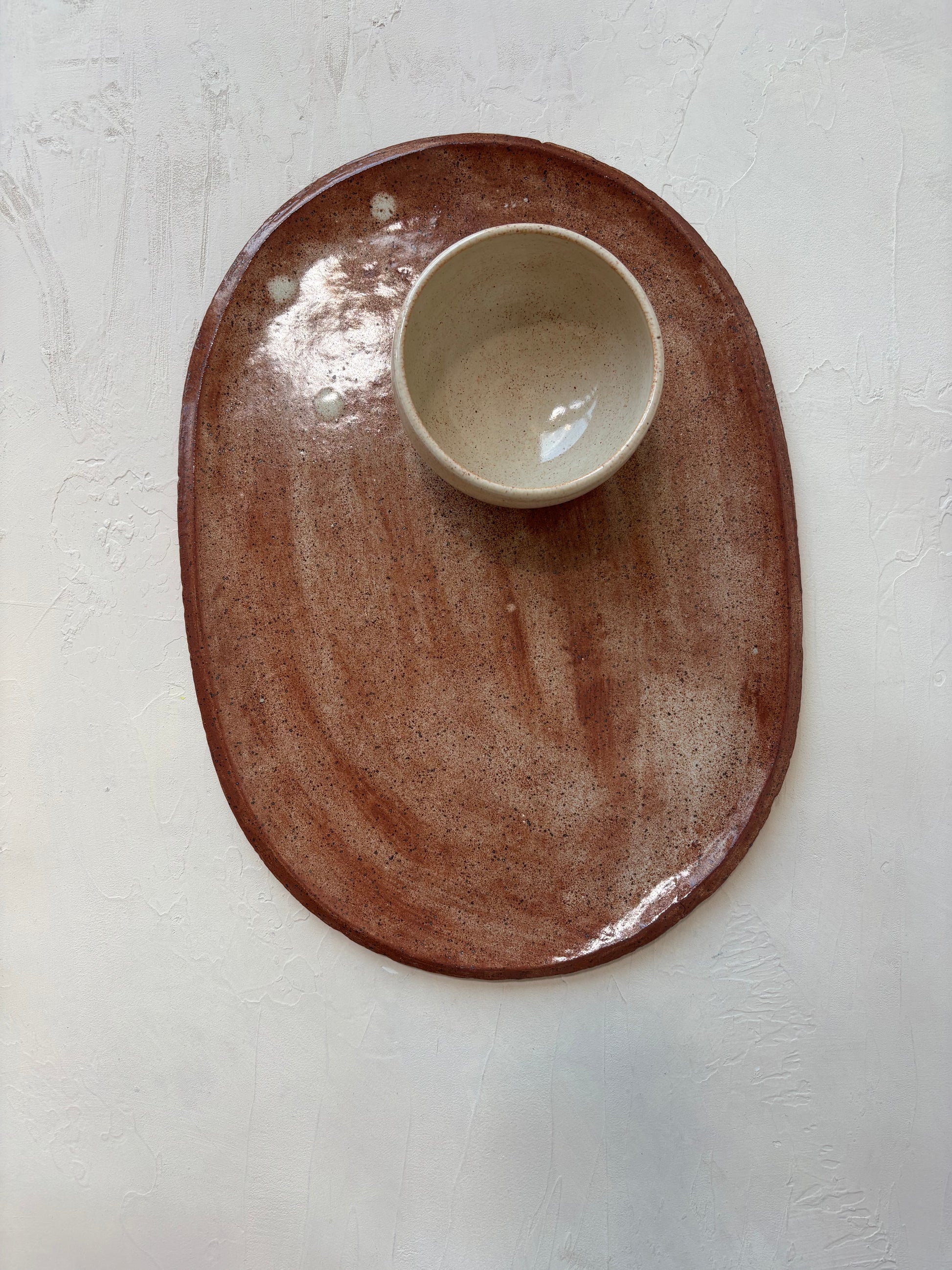 Oval Server in Sourdough Shino on Peach (Ready to ship)