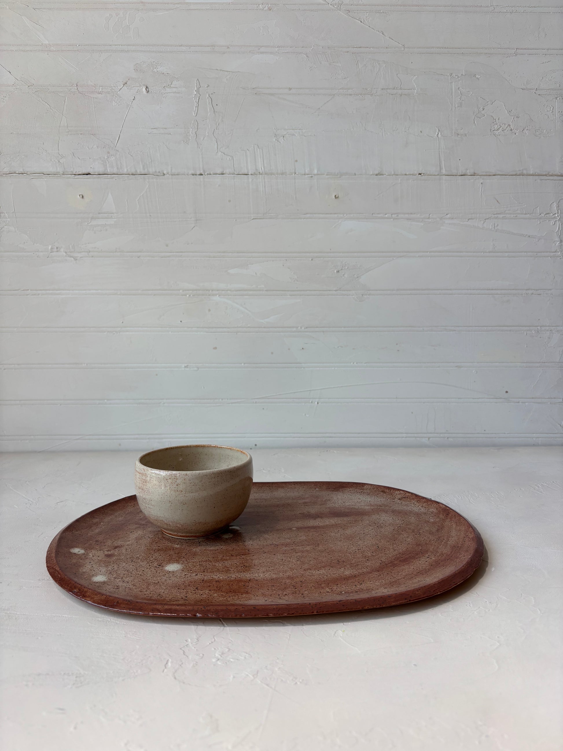 Oval Server in Sourdough Shino on Peach (Ready to ship)