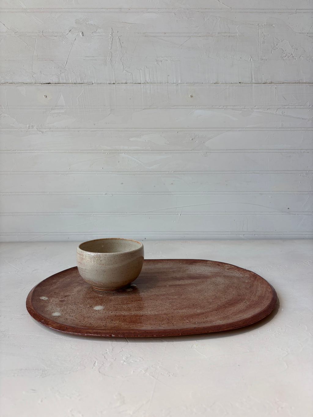 Small Bowl in Sourdough Shino on White (Ready to ship)