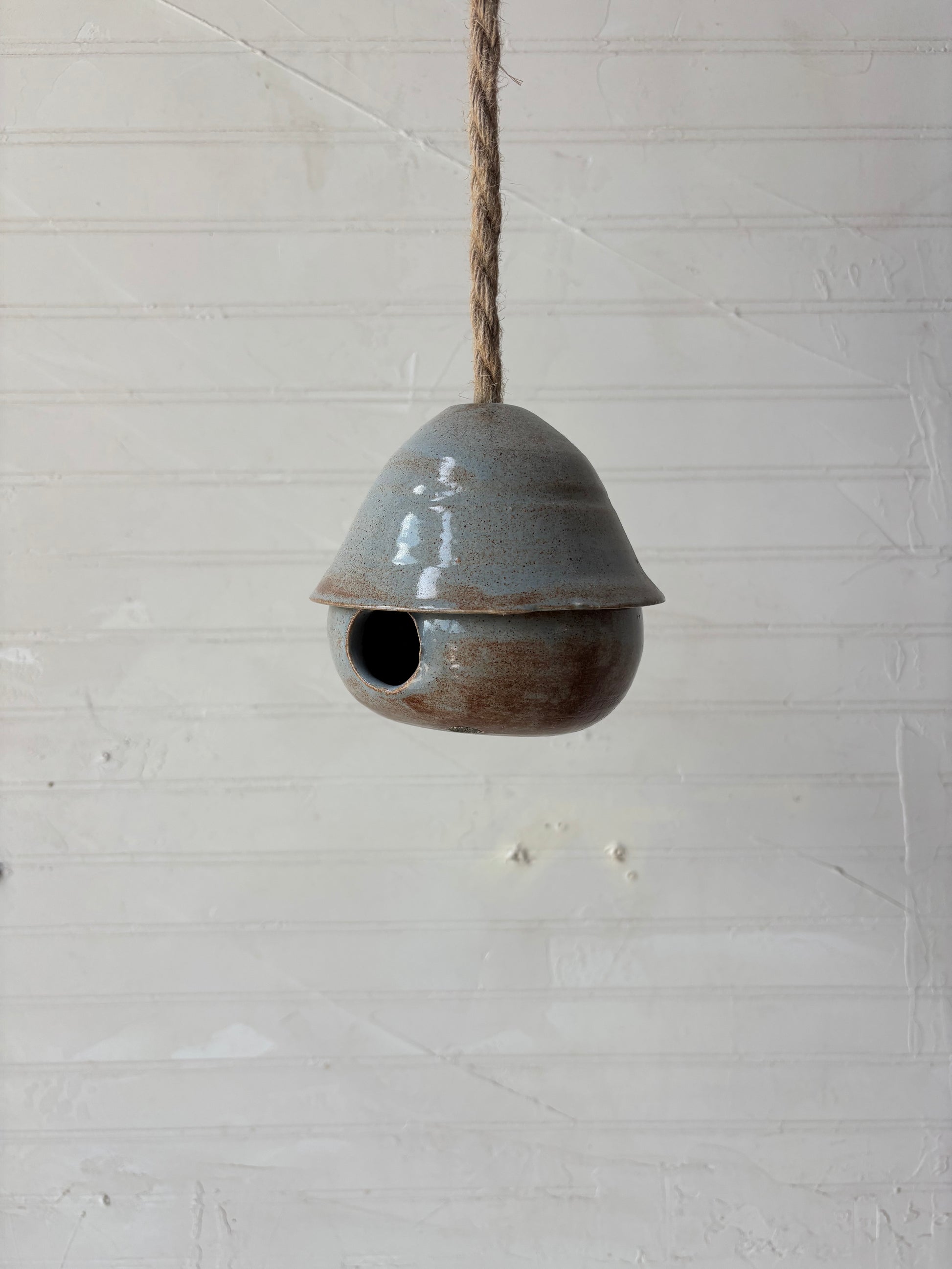Small Bird House in Denim Shino (Ready to ship)