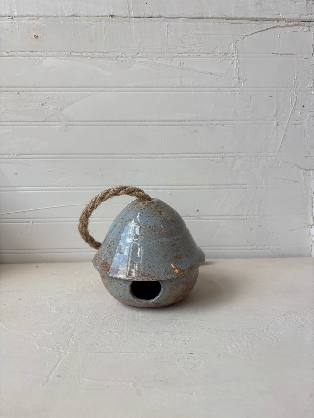 Small Bird House in Denim Shino (Ready to ship)