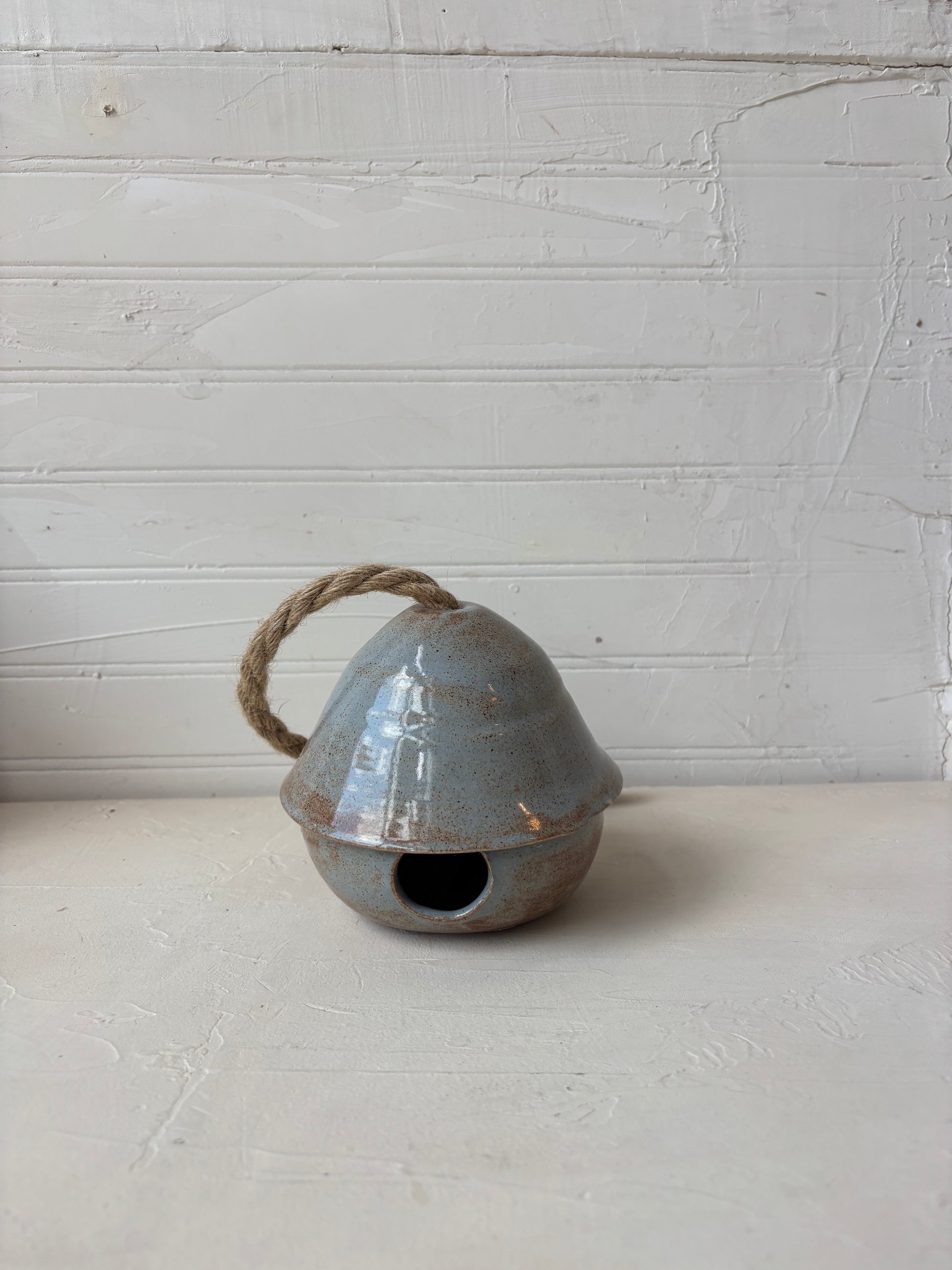 Small Bird House in Denim Shino (Ready to ship)