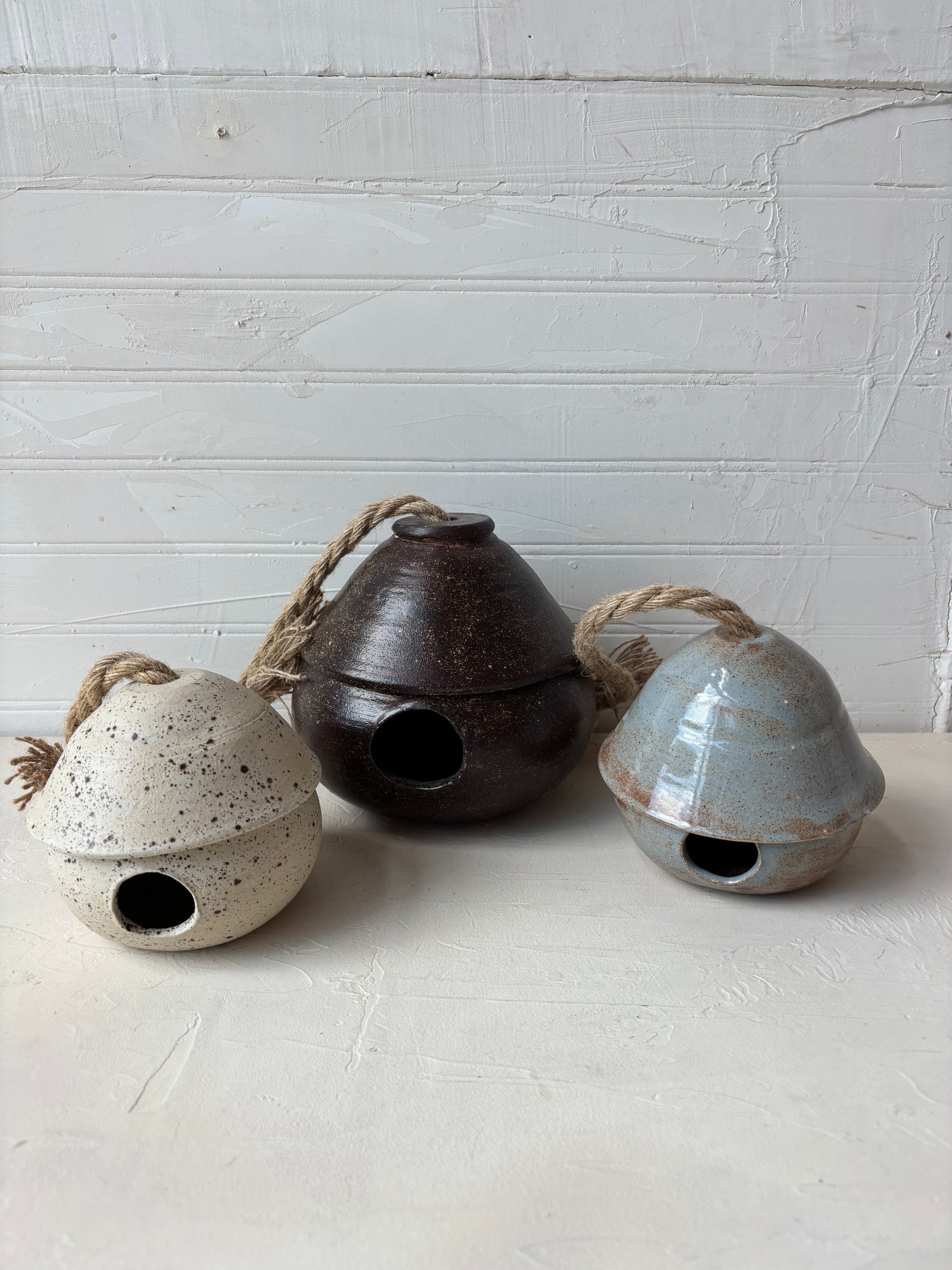 Small Bird House in Denim Shino (Ready to ship)