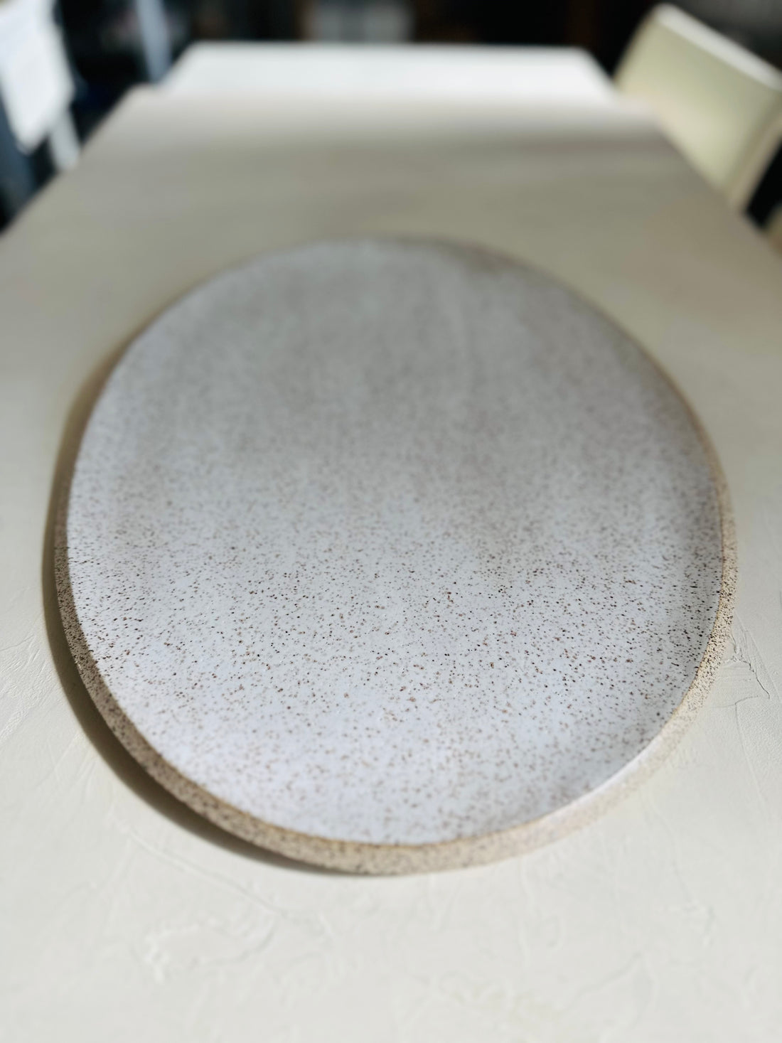 Large Oval Serving Tray in Satin Oat