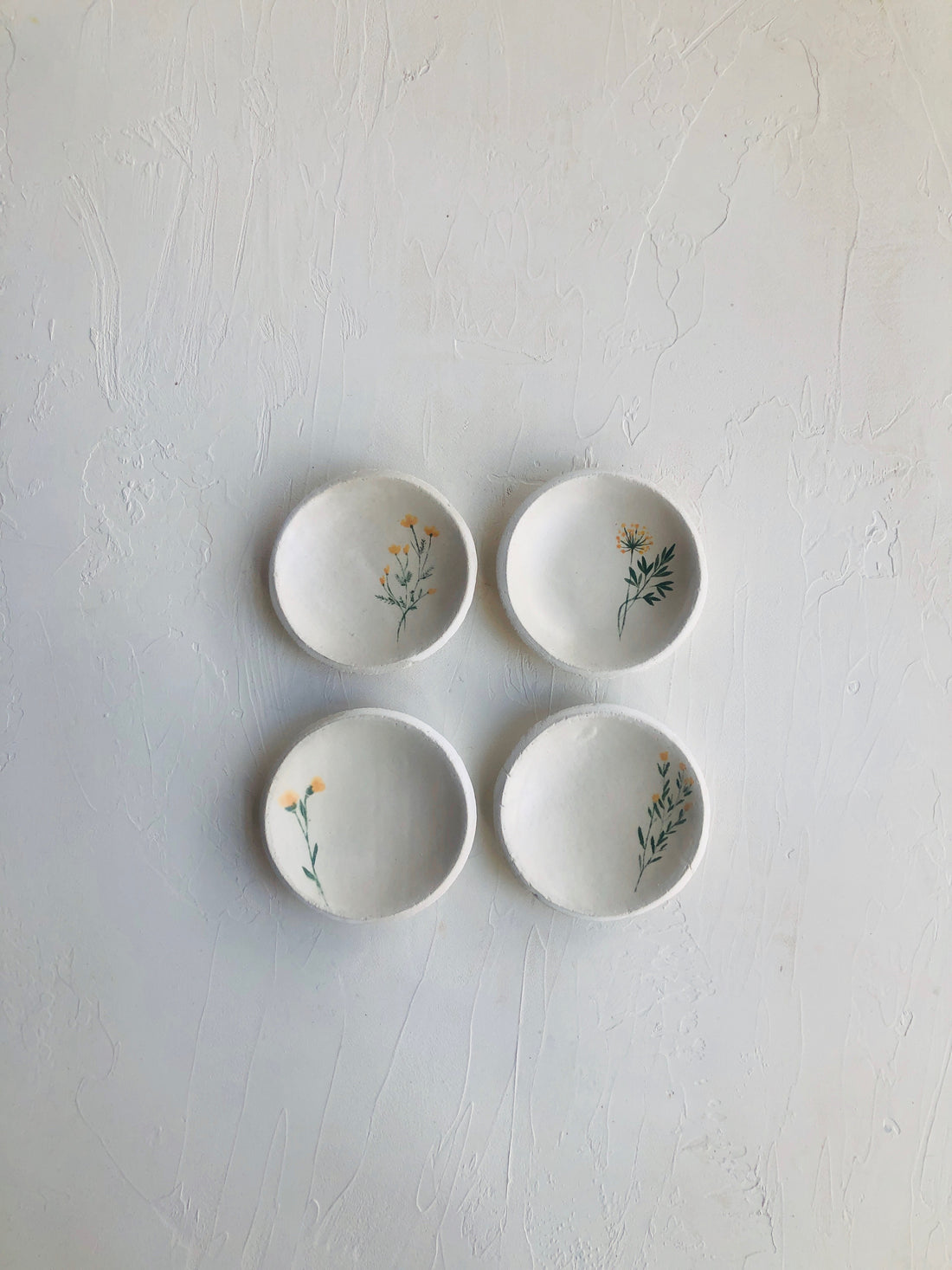3 inch Orb Dishes hand-painted with flowers (set of 4)
