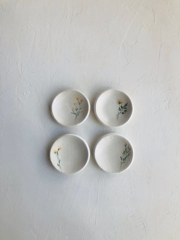 3 inch Orb Dishes hand-painted with flowers (set of 4)