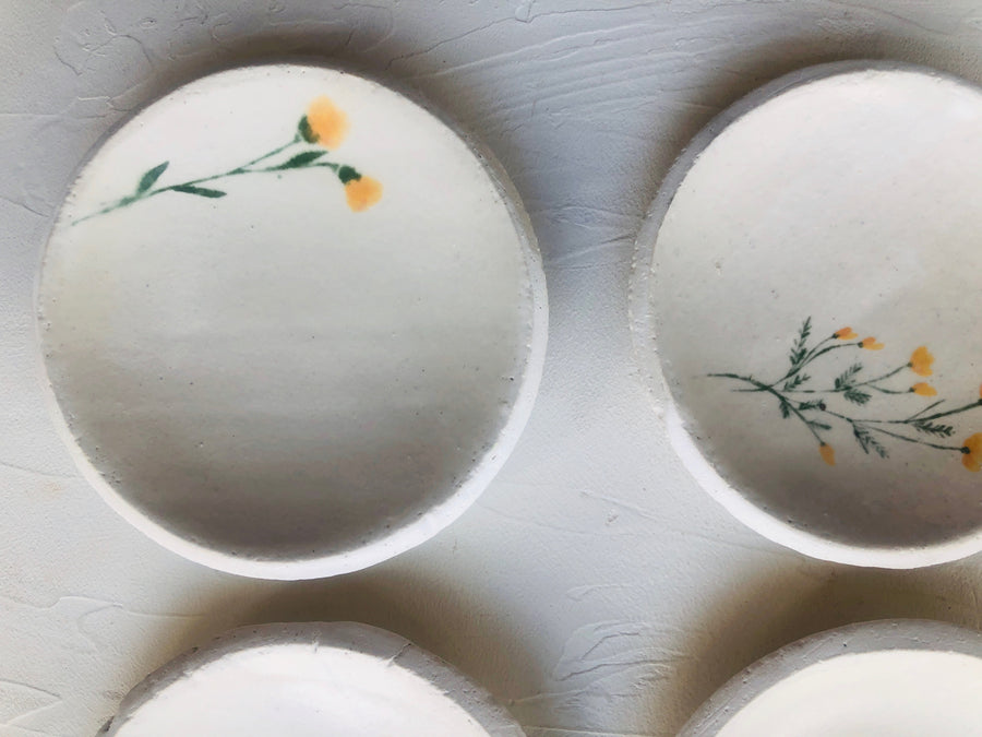 3 inch Orb Dishes hand-painted with flowers (set of 4)
