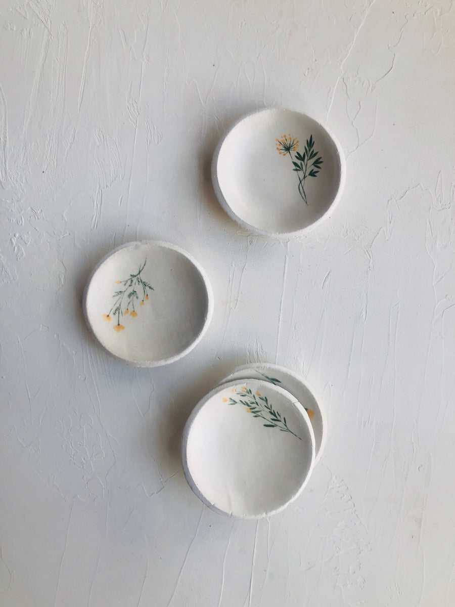 3 inch Orb Dishes hand-painted with flowers (set of 4)