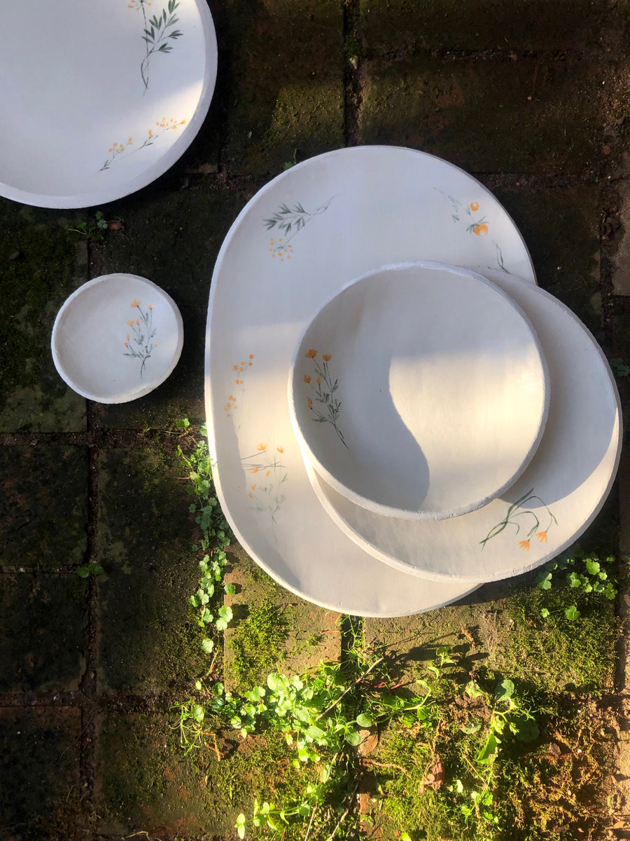 3 inch Orb Dishes hand-painted with flowers (set of 4)