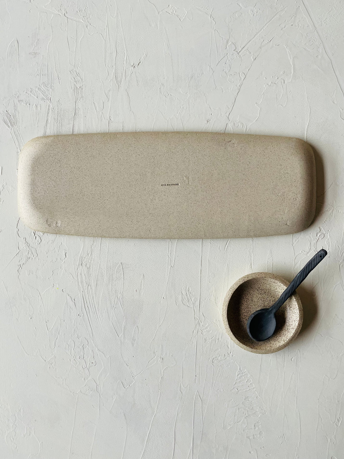 Elongated Serving Platter in Black & Tan